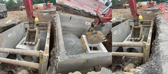 LITE guard Trench Shields being used for trench shoring on a worksite in the USA